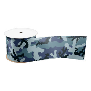 Navy camouflage satijnen lint