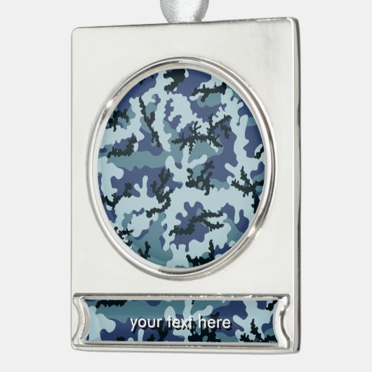 Navy camouflage verzilverd banner ornament (Links)