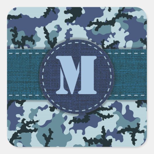 Navy camouflage vierkante sticker (Voorkant)