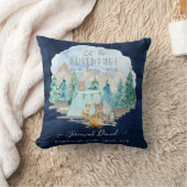 Navy Camping Adventure Forest Baby Boy Birth Stats Kussen (Deken)