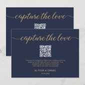 Navy Capture de liefde QR code bruiloft foto delen Informatiekaartje (Voorkant / Achterkant)