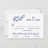 Navy Casual Handschrift Menu Opties Bruiloft RSVP (Voorkant)