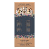 Navy Cats Dogs Price List Pet Services Reclamekaart (Achterkant)