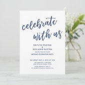 Navy Celebrate met Casual moderne bruiloft Kaart (Staand voorkant)