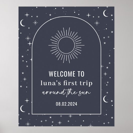 Navy Celestial Arch Sun, eerste verjaardag Poster (Voorkant)