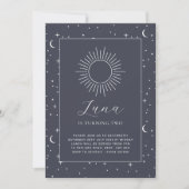 Navy Celestial Birthday Invitation Kaart (Voorkant)