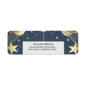 Navy Celestial Crescent Moon Vrijgezellenfeest Etiket (Voorkant)