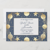 Navy Celestial Crescent Moon Vrijgezellenfeest Kaart (Voorkant)