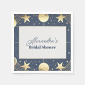 Navy Celestial Crescent Moon Vrijgezellenfeest Servet (Voorkant)