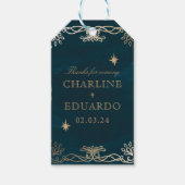 Navy Celestial Fantasy Gouden Ivy Bruiloft Cadeaulabel (Voorkant)