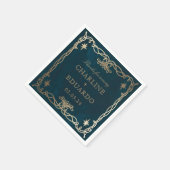 Navy Celestial Fantasy Gouden Ivy Bruiloft Servet (Hoek)