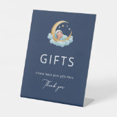 Navy Celestial Moon Baby Shower Gifts Reclamebord Met Voetstuk (Voorkant)