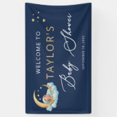 Navy Celestial Moon Stars Baby Shower Banner (Verticaal)