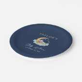 Navy Celestial Moon Stars Baby Shower Papieren Bordje (Gekanteld)