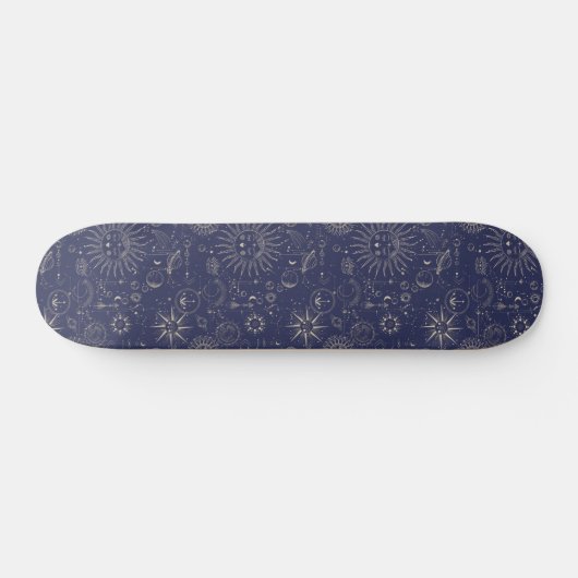 Navy Celestial Pattern Persoonlijk Skateboard (Horizontaal)