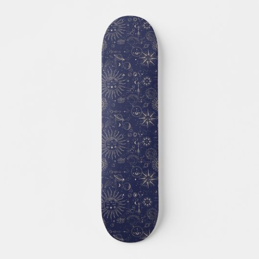 Navy Celestial Pattern Persoonlijk Skateboard (Voorkant)