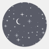 Navy Celestial Pattern Ronde Sticker (Voorkant)