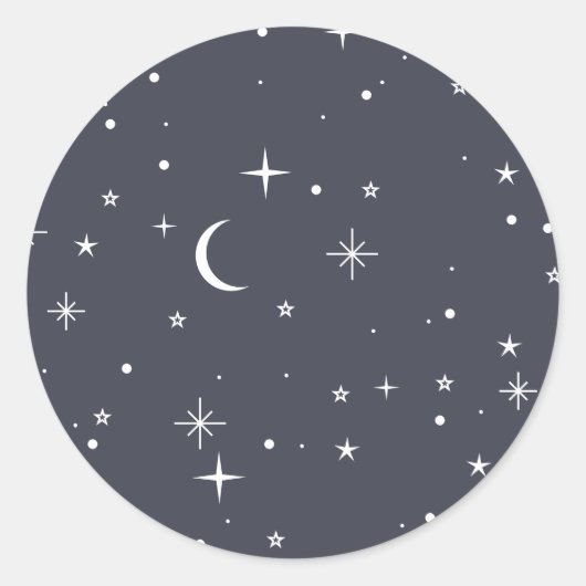 Navy Celestial Pattern Ronde Sticker (Voorkant)