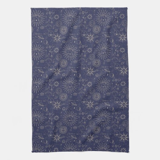 Navy Celestial Pattern Theedoek (Verticaal)