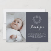 Navy Celestial Sun Foto bedankt Kaart (Voorkant)