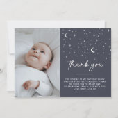 Navy Celestial Sun Foto bedankt Kaart (Voorkant)