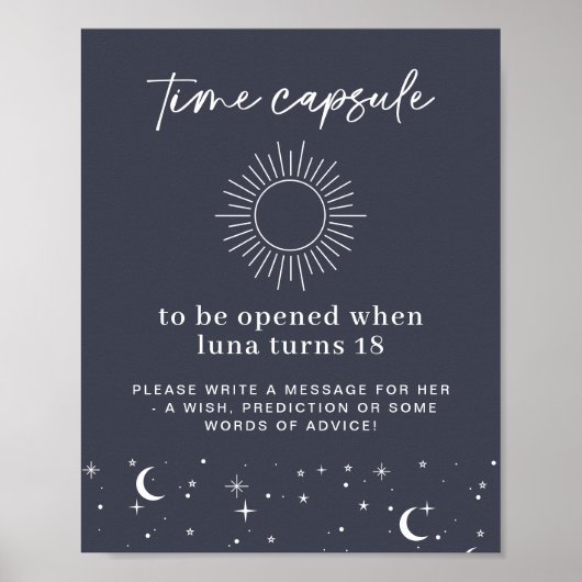 Navy Celestial Sun Time Capsule Poster (Voorkant)