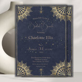 Navy Celestial Zon en Maan Vrijgezellenfeest Brunc Kaart