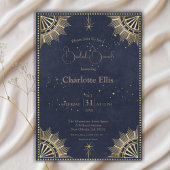 Navy Celestial Zon en Maan Vrijgezellenfeest Brunc Kaart