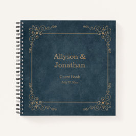Navy Chalkboard  Tan Swirls Gastenboek | Notitieboek