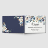 Navy Champagne Waterverf Floral Wedding Guestbook Gastenboek (Volledig)