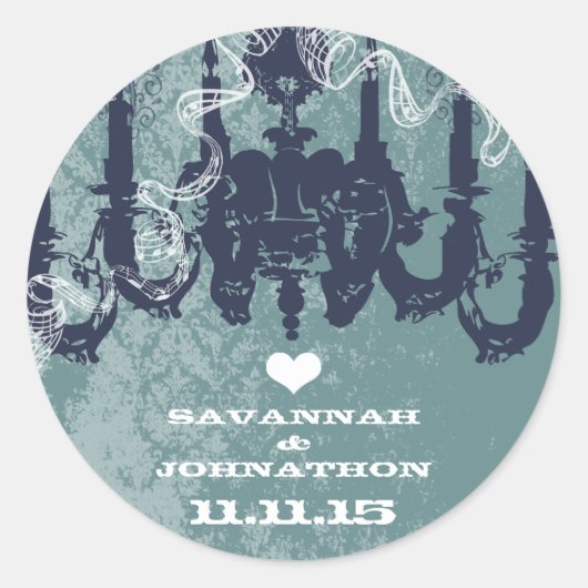 Navy Chandelier Ronde Sticker (Voorkant)