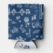 Navy Charleston Toile Pattern Koelbox Blikjeskoeler (Voorkant)