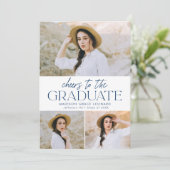 Navy | Cheers op de Afstudeerder Foto Graduation P Kaart (Staand voorkant)