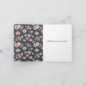 Navy Cherry Blossom Bloemen Dank u Bedankkaart (Binnen)
