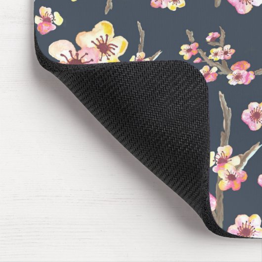 Navy Cherry Blossom Bloemen Muismat (Hoek)