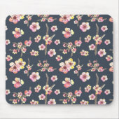 Navy Cherry Blossom Bloemen Muismat (Voorkant)