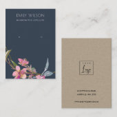 NAVY CHERRY BLOSSOM FLORAL EARRING DISPLAY LOGO VISITEKAARTJE (Voorkant / Achterkant)