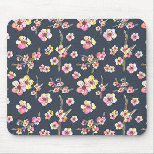 Navy Cherry Blossom Floral Muismat