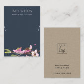 NAVY CHERRY BLOSSOM FLORAL NECKLACE DISPLAY LOGO VISITEKAARTJE (Voorkant / Achterkant)