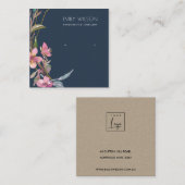 NAVY CHERRY BLOSSOM STUD EARRING DISPLAY LOGO VIERKANTE VISITEKAARTJE (Voorkant / Achterkant)