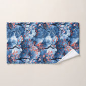 Navy Cherry Blossom Trees Bad Handdoek (Handdoek)