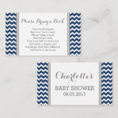 Navy Chevron Baby shower Boek Aanvraag Kaart (Voorkant / Achterkant)