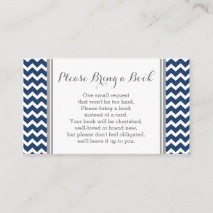 Navy Chevron Baby shower Book Request Card Informatiekaartje
