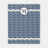 Navy Chevron Blue Gray Nautical Monogram Fleece Deken (Voorkant)