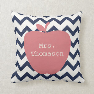 Navy Chevron Coral Apple leraar Pillow Kussen