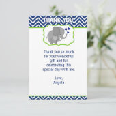Navy Chevron Elephant Love Dank u wel, FLAT Bedankkaart (Staand voorkant)