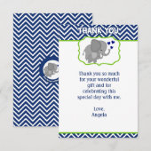 Navy Chevron Elephant Love Dank u wel, FLAT Bedankkaart (Voorkant / Achterkant)