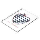 Navy Chevron en koraalleraar Apple Notitieboek (Linkerzijde)