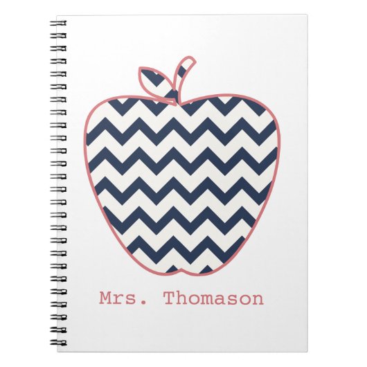 Navy Chevron en koraalleraar Apple Notitieboek (Voorkant)