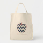 Navy Chevron en koraalleraar Apple Tote Bag (Voorkant)